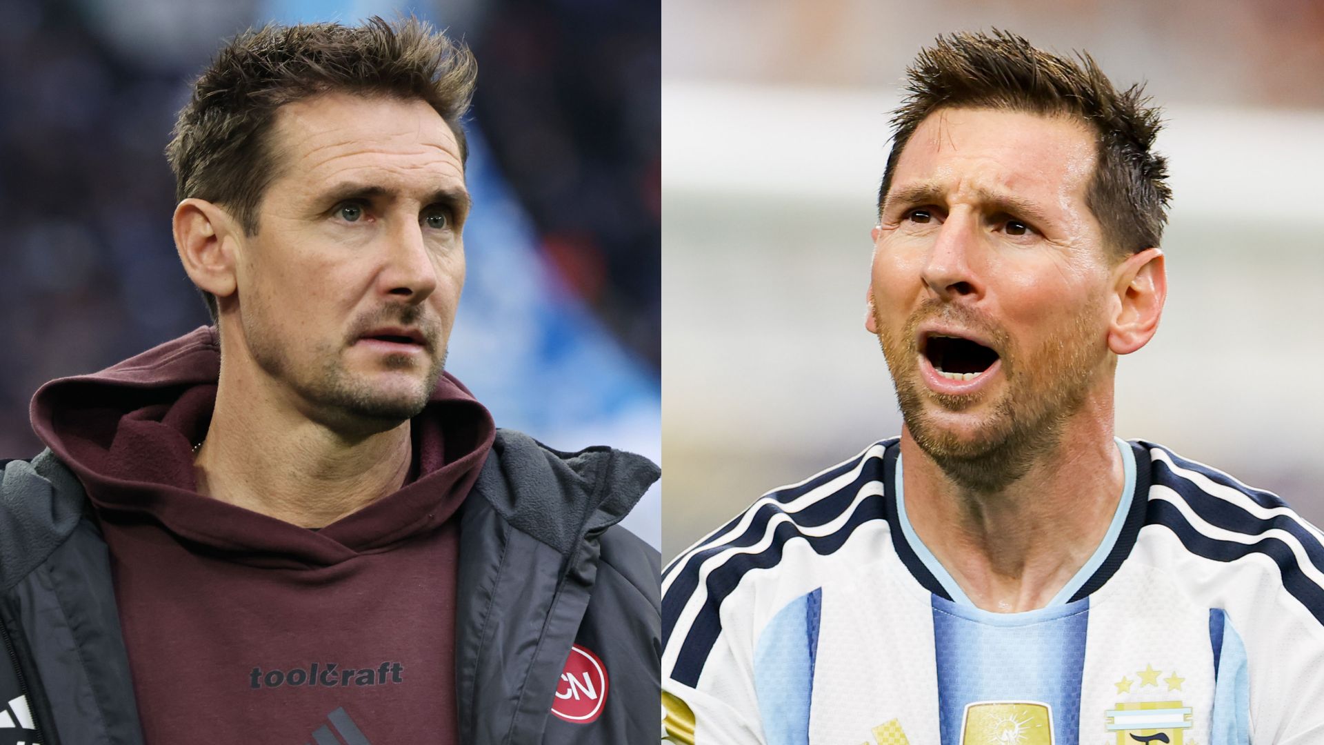 Messi and Klose embrace